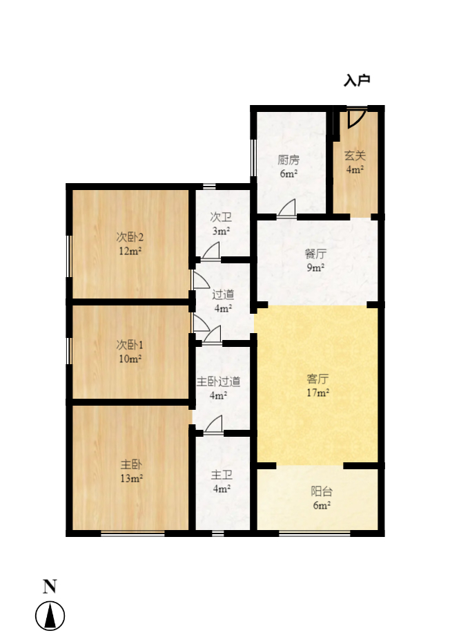 萬科里金域國際  3室2廳2衛(wèi)    3300.0元/月戶型圖