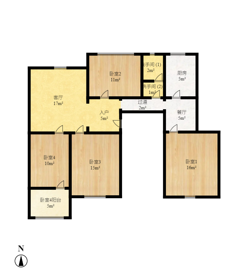 金沙园小区  2室2厅1卫    1600.0元/月户型图