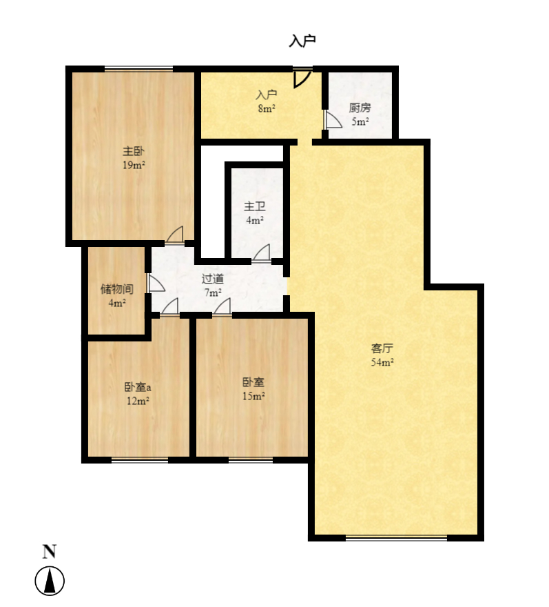 楚天中苑  3室2厅2卫   2200.00元/月户型图