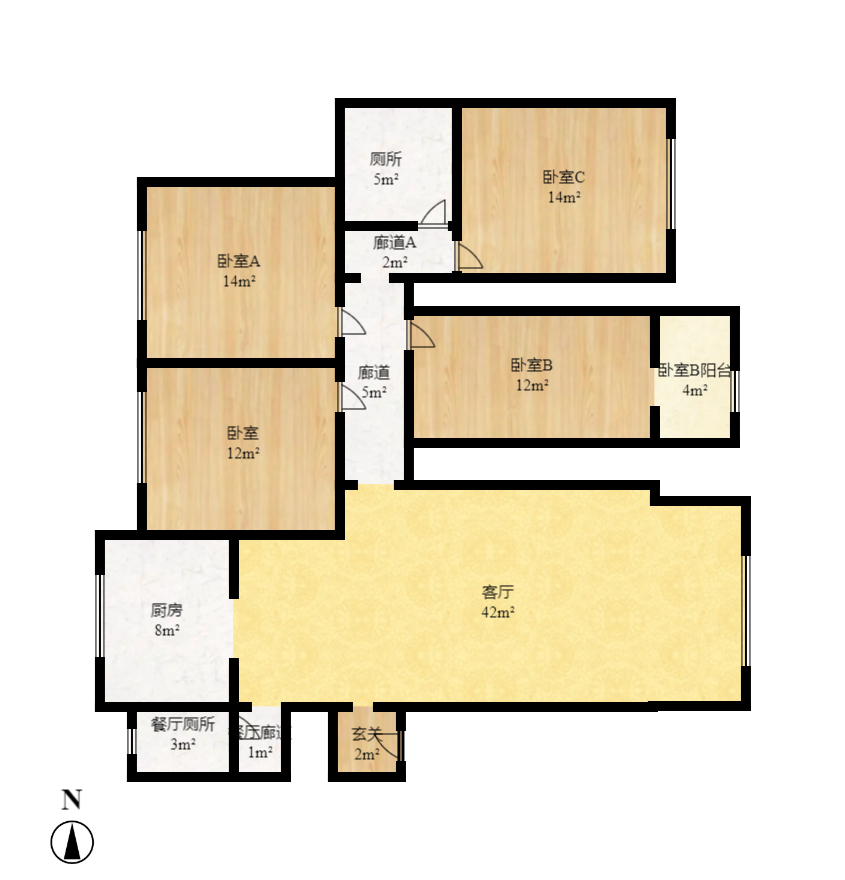 广宇园丁新村  4室2厅2卫    120.0万室内图1