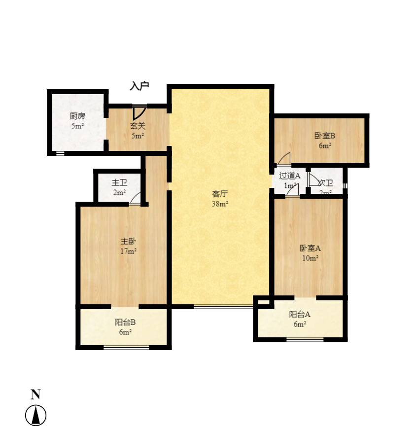 八方小区C区  3室2厅2卫    352.0万室内图1
