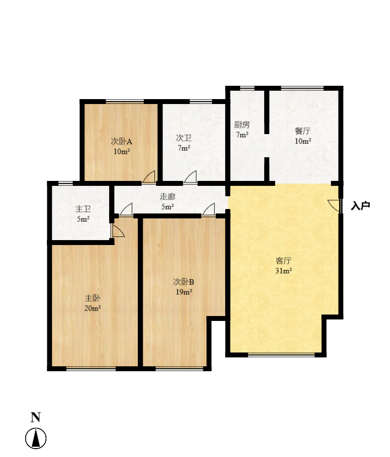 华天苑  3室2厅2卫   2800.00元/月室内图1
