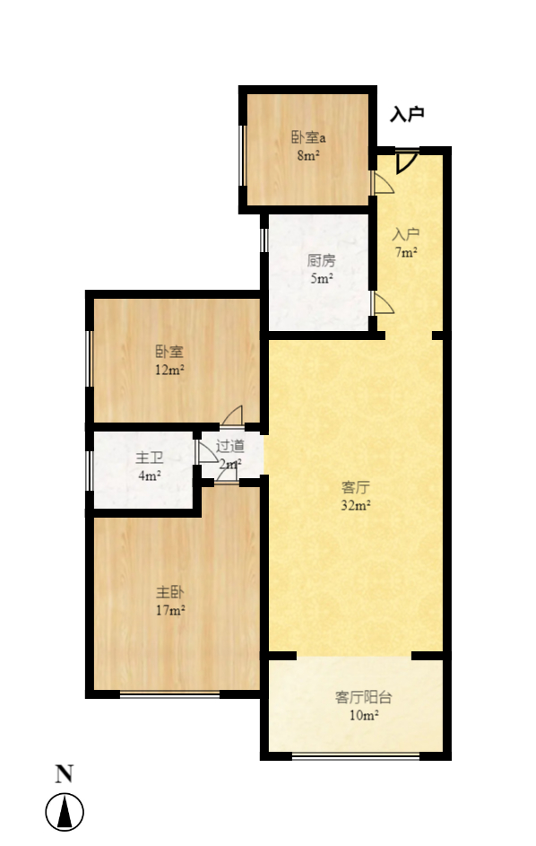 花样年华  3室2厅1卫   2100.00元/月户型图