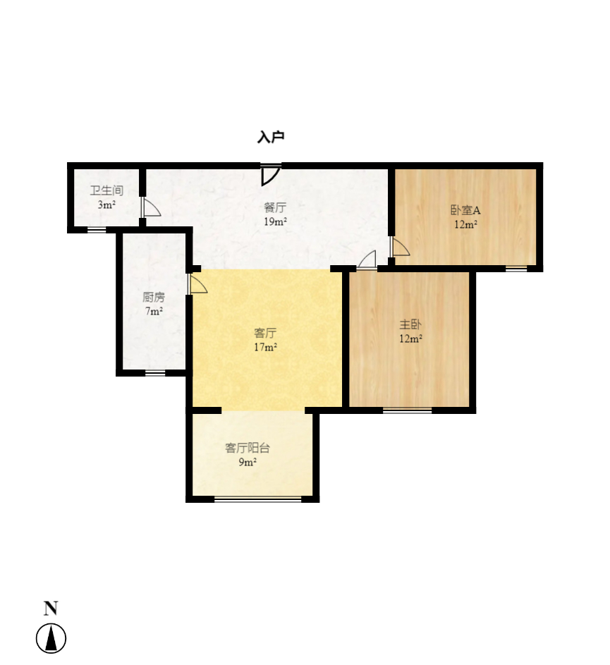 盛景谷山里  2室2厅1卫    2300.0元/月户型图