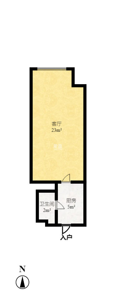 东怡外国（南湖一号)  1室1厅1卫   2300.00元/月室内图1