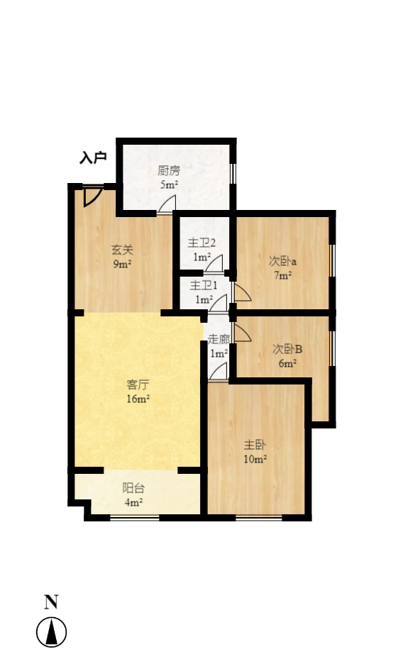 印山蓝色海岸  3室2厅1卫    1900.0元/月户型图