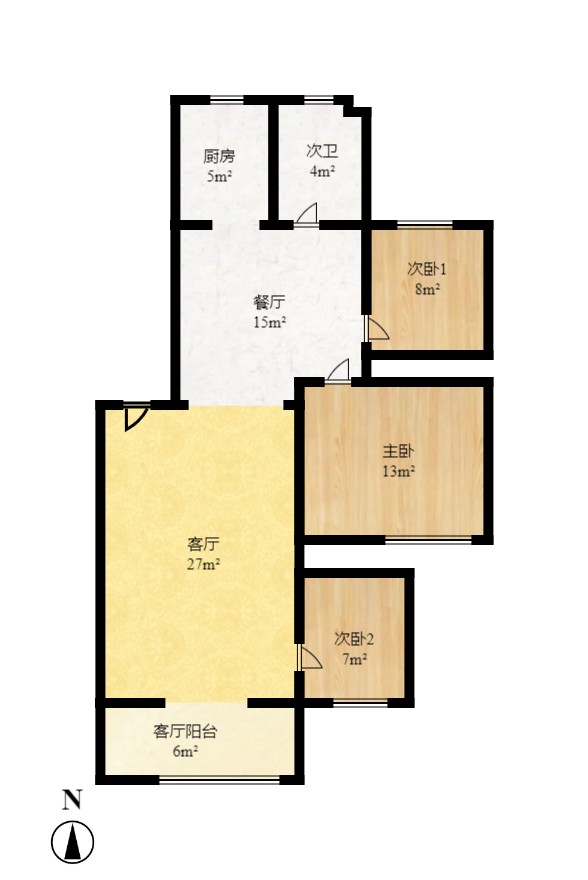 德润园  2室2厅1卫    1500.0元/月户型图
