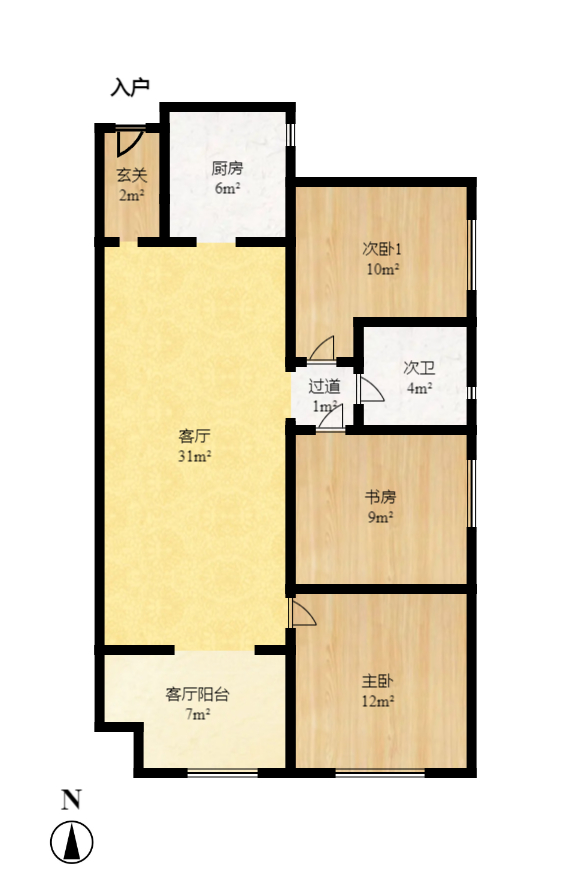 万科里金域滨江  1室0厅0卫   1500.00元/月户型图