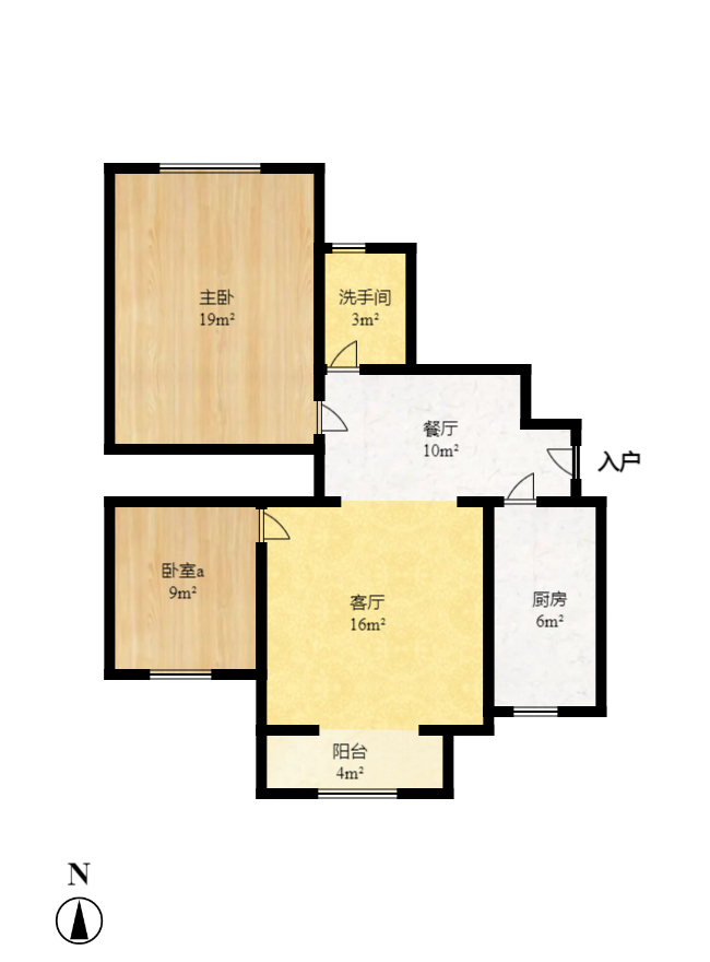 翡翠华庭  2室2厅1卫   2000.00元/月户型图