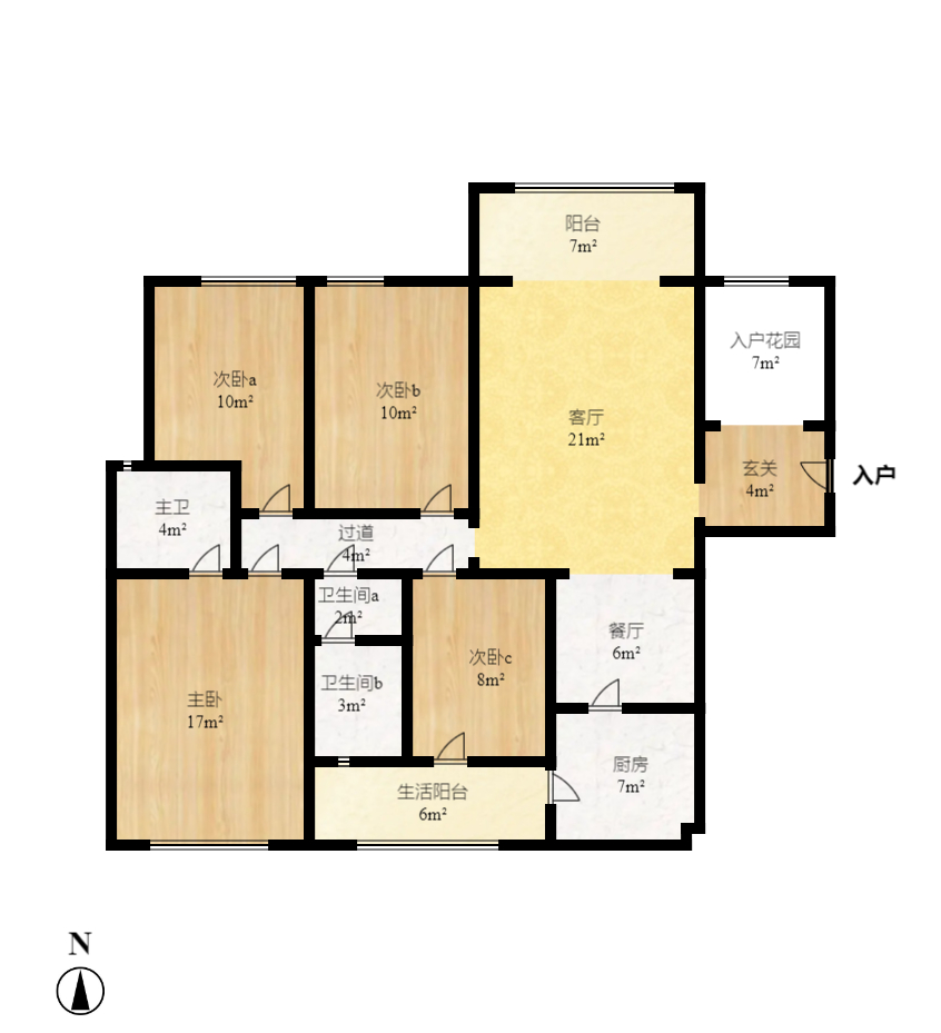 富基世纪公园 3室2厅2卫 2000.0元/月 富基世纪公园 3室2厅2卫 2000.0元/月户型图