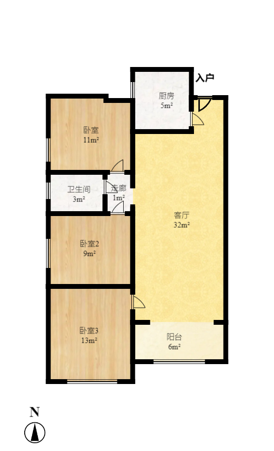 康桥长郡 3室2厅1卫 1700.0元/月 康桥长郡 3室2厅1卫 1700.0元/月户型图