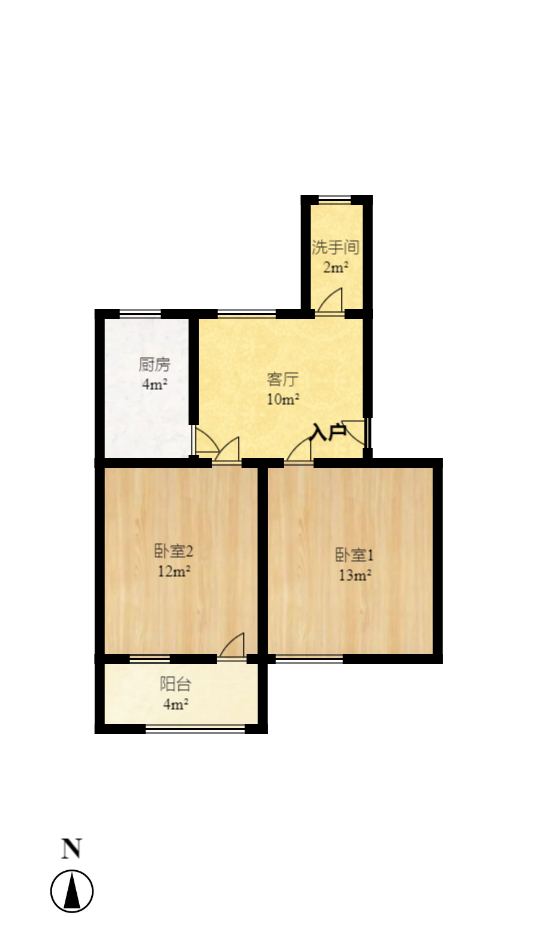 路桥宿舍  2室1厅1卫   1700.00元/月户型图