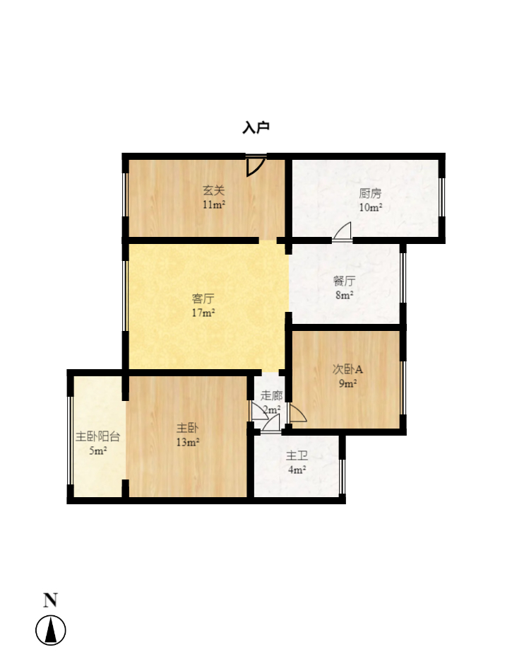 湘江雅頌居  2室2廳1衛(wèi)    125.0萬(wàn)室內(nèi)圖1