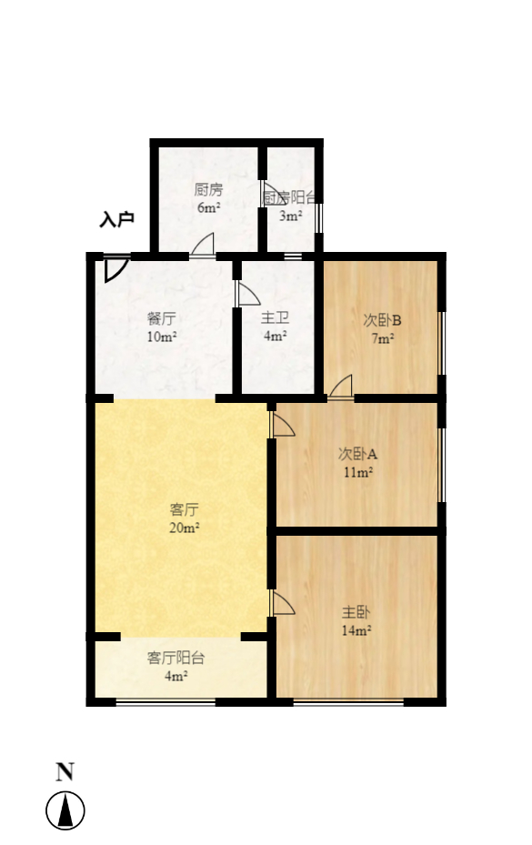 山水嘉园  3室2厅1卫   1800.00元/月室内图1
