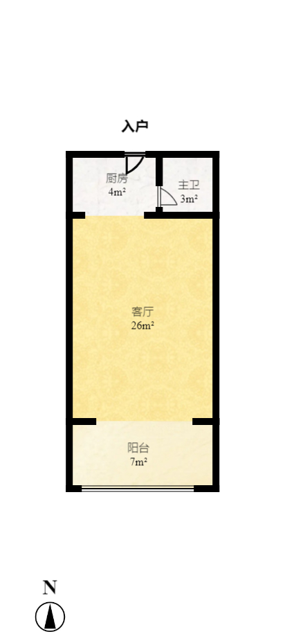 七彩丽都 1室1厅1卫 2000.0元/月 七彩丽都 1室1厅1卫 2000.0元/月户型图