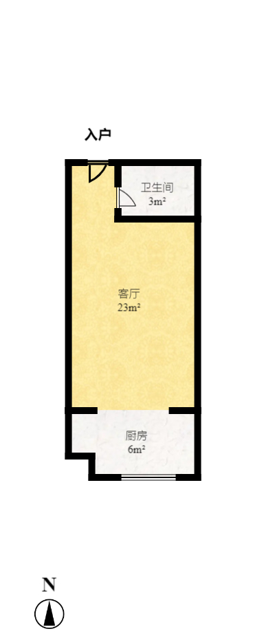 新远时代  1室1厅1卫   950.00元/月户型图