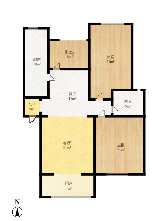 山水湾  3室2厅1卫   1800.00元/月户型图