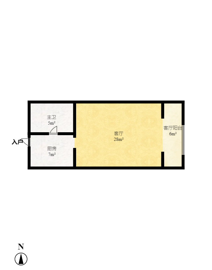 蝴蝶谷 1室1厅1卫 1000.0元/月 蝴蝶谷 1室1厅1卫 1000.0元/月户型图