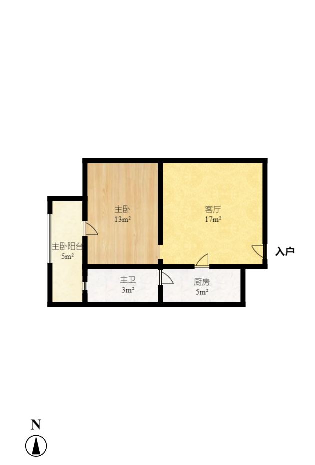 世景华庭  1室1厅1卫   1200.00元/月户型图