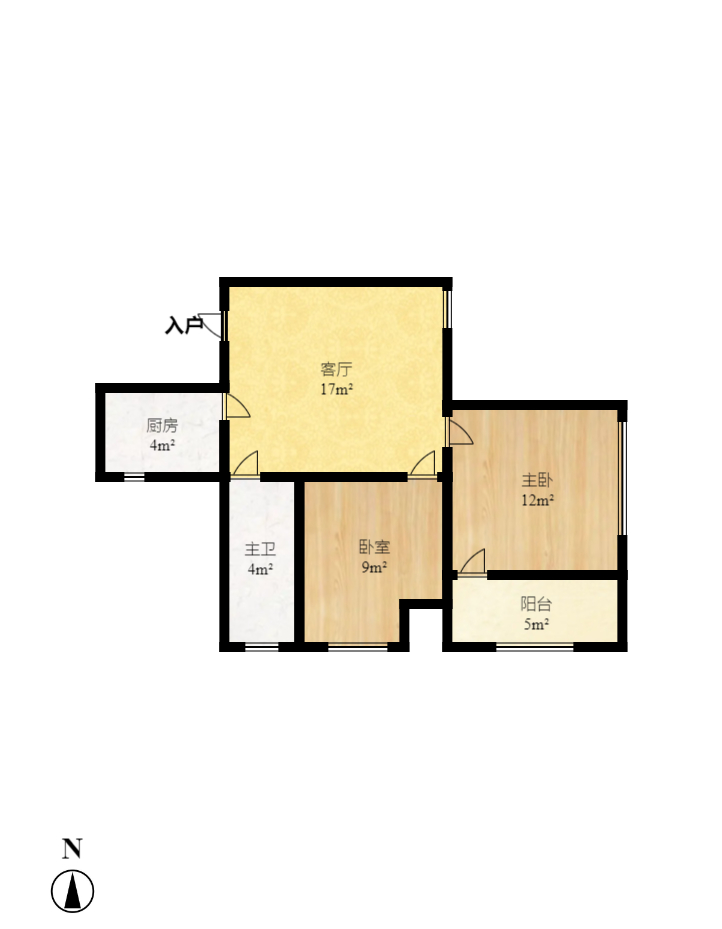 晶华美地  3室2厅2卫   1700.00元/月户型图