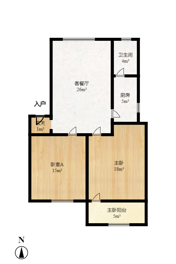 广厦新苑  2室1厅1卫   1800.00元/月户型图