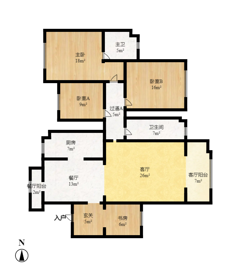 高信向日葵  3室2厅2卫   2600.00元/月室内图1