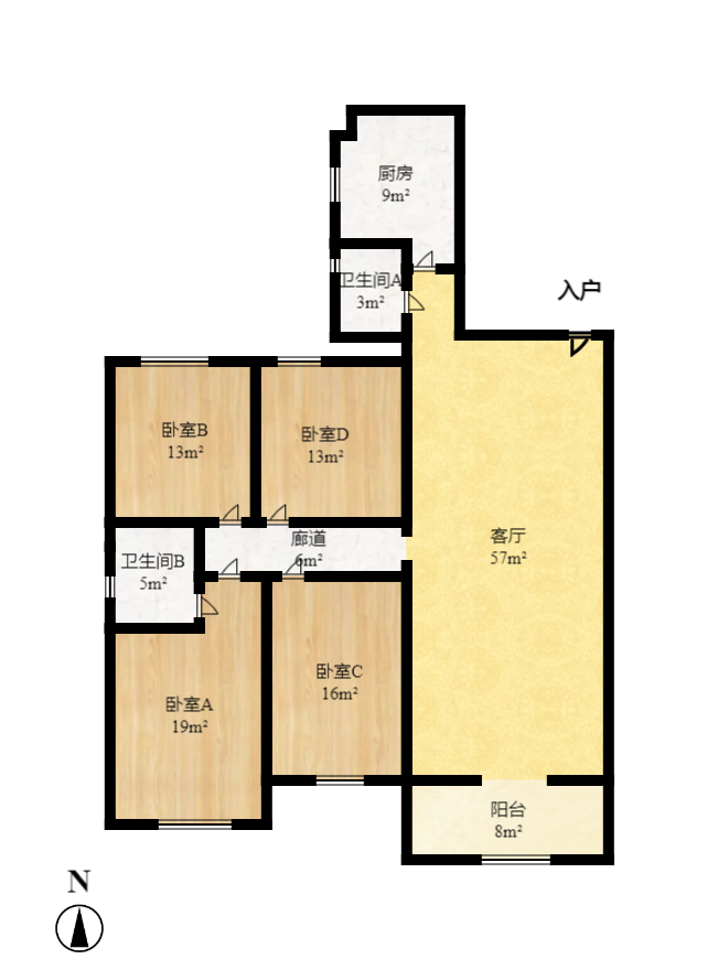 佳逸豪园  3室2厅2卫    3500.0元/月户型图