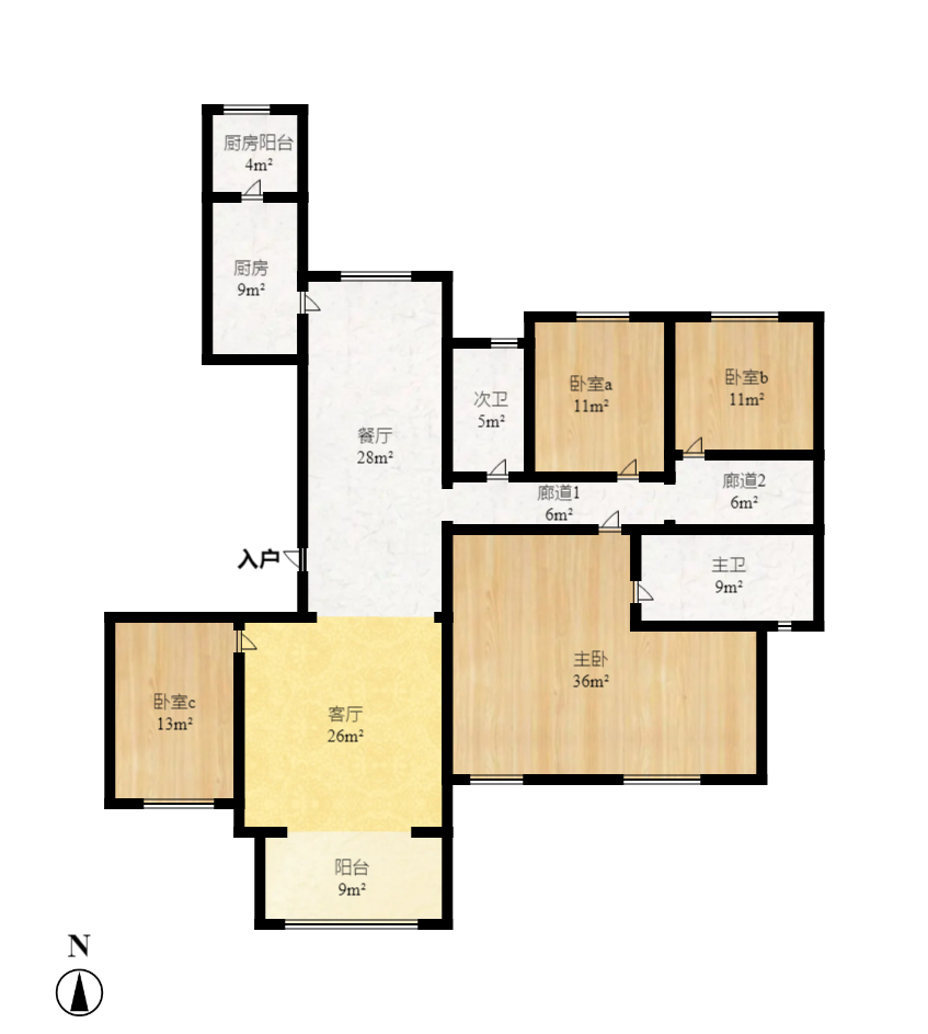 中建梅溪湖中心  4室2厅2卫    8000.0元/月户型图