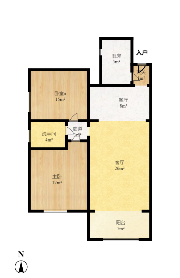 地华梅溪湖畔  2室2厅1卫   2300.00元/月户型图