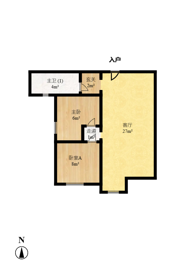 华菱新城地标  2室1厅1卫   1800.00元/月户型图