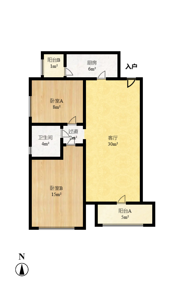 恒大雅苑 2室1厅1卫 2400.0元/月 恒大雅苑 2室1厅1卫 2400.0元/月户型图