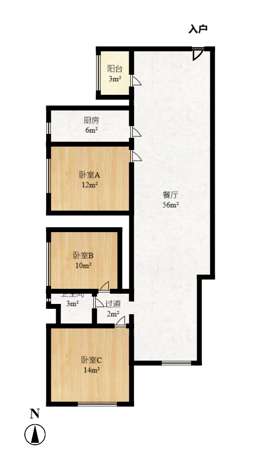 悦湖山  3室2厅1卫    1800.0元/月室内图1