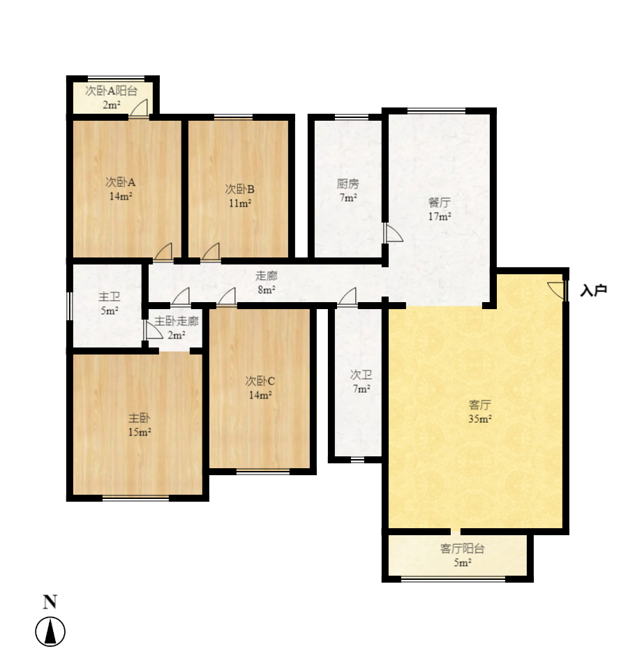 满庭芳小区 3室2厅1卫 2600.0元/月 满庭芳小区 3室2厅1卫 2600.0元/月户型图