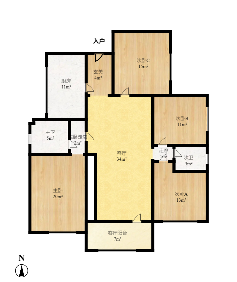鑫远尚玺苑 4室2厅2卫 5000.0元/月 鑫远尚玺苑 4室2厅2卫 5000.0元/月户型图
