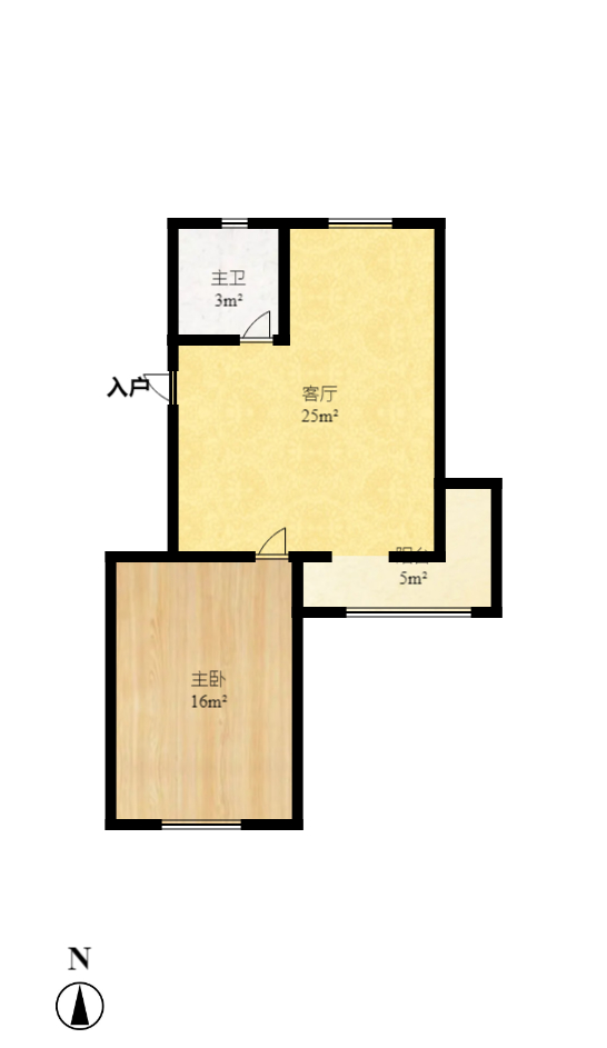 柠檬丽都  1室1厅1卫   1400.00元/月户型图