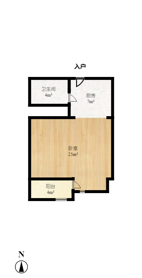 听香水榭  1室1厅1卫   1900.00元/月户型图