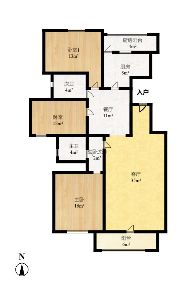 颐美园 3室2厅1卫 4500.0元/月 颐美园 3室2厅1卫 4500.0元/月户型图