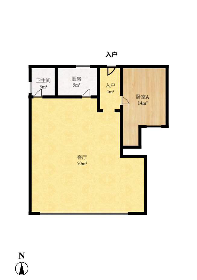 巧克力空间（建鸿达现代大厦）  2室2厅1卫   66.00万室内图1