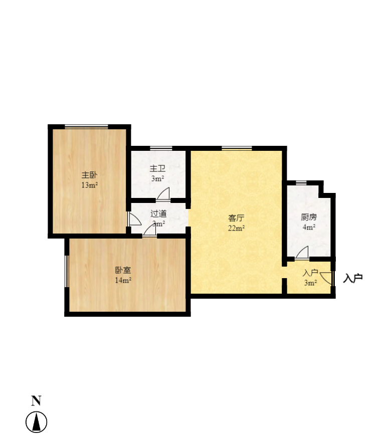 三一街区 2室1厅 1600.00元户型图