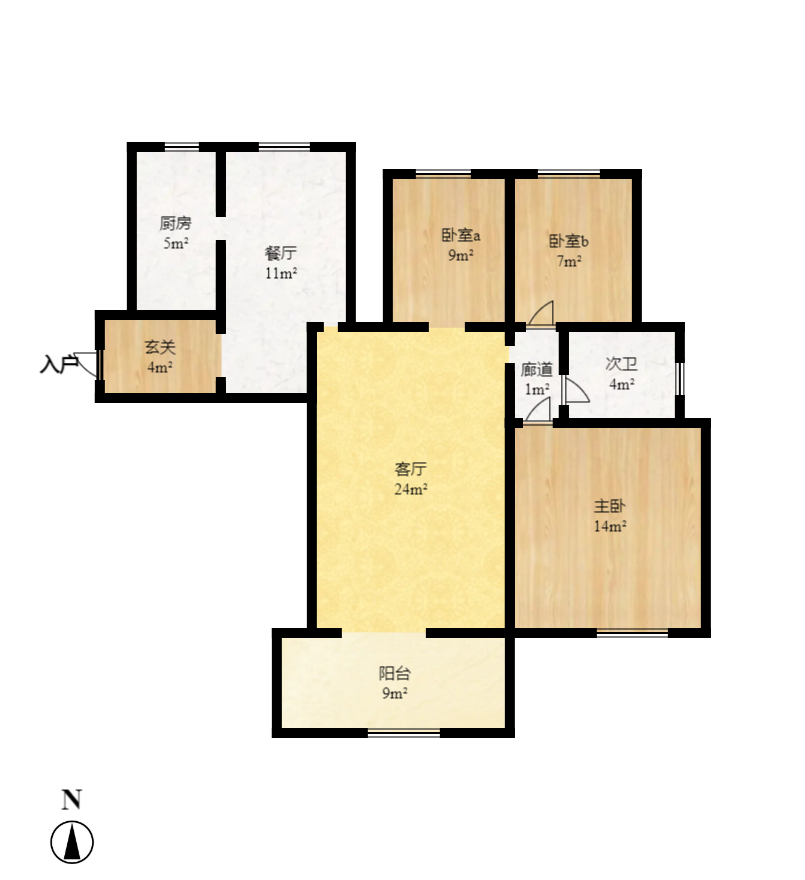 保利麓谷林语B区  4室2厅1卫    2650.0元/月户型图