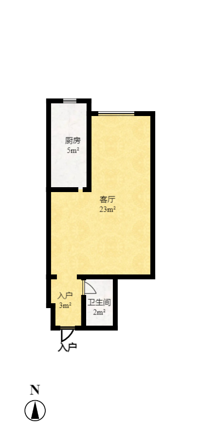 时代星城  1室1厅1卫   700.00元/月户型图