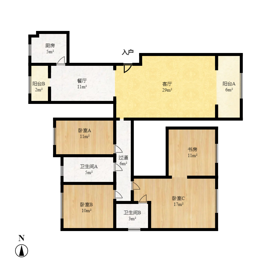 长沙欧洲城  4室2厅2卫   4500.00元/月户型图