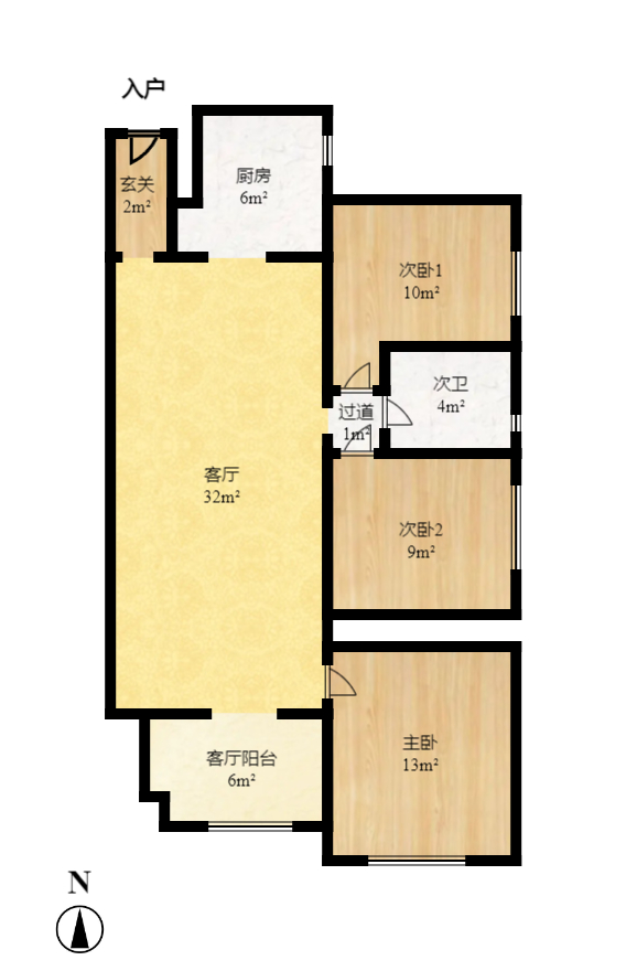 万科里金域滨江  3室2厅1卫   3400.00元/月室内图1