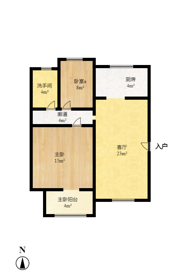 荣盛花语馨苑  1室2厅1卫    2200.0元/月户型图