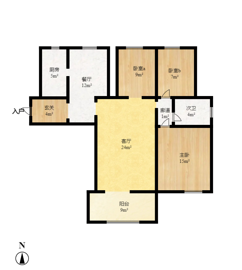 保利麓谷林语B区  3室2厅1卫   2200.00元/月室内图1