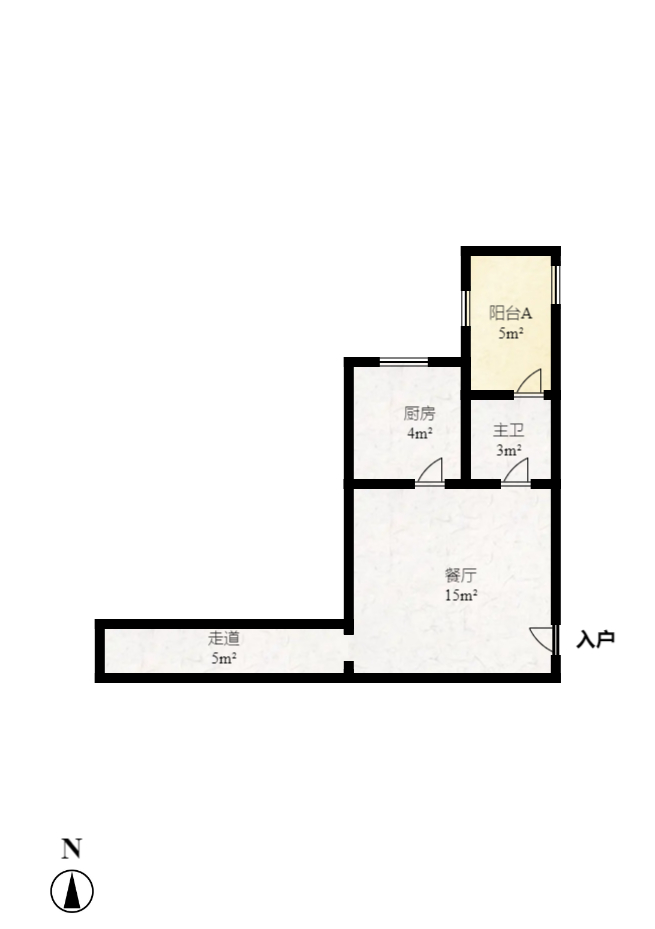 五江天街北区  2室1厅1卫   2600.00元/月户型图