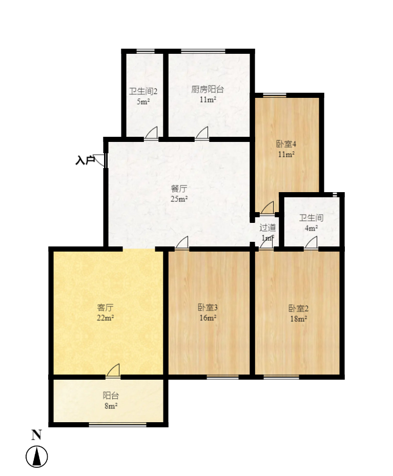 珠江花城二期扶水岸 4室2厅2卫 3000.0元/月 珠江花城二期扶水岸 4室2厅2卫 3000.0元/月户型图
