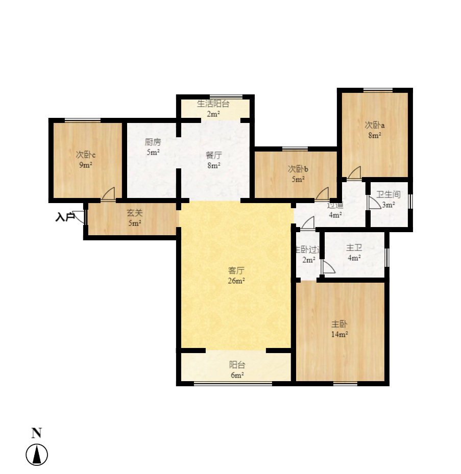勤诚达境界城  4室2厅2卫   3500.00元/月室内图1