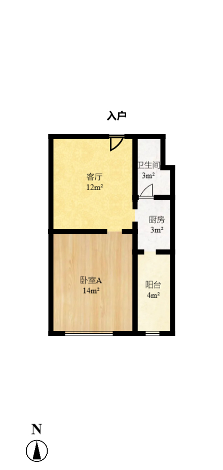 未来城科学家园  1室1厅1卫   1600.00元/月户型图