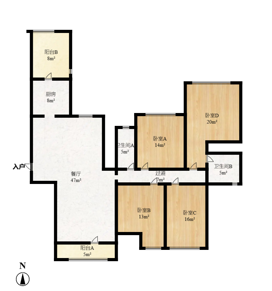 北辰三角洲E3区  4室2厅2卫    3900.0元/月户型图